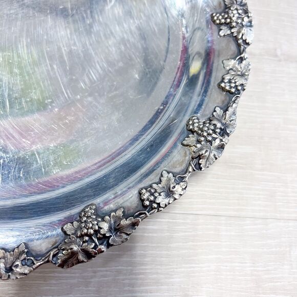 Vintage Homan Plate Electro Plated Nickel Silver 10in Platter #3157 Grapevine - Picture 3 of 6